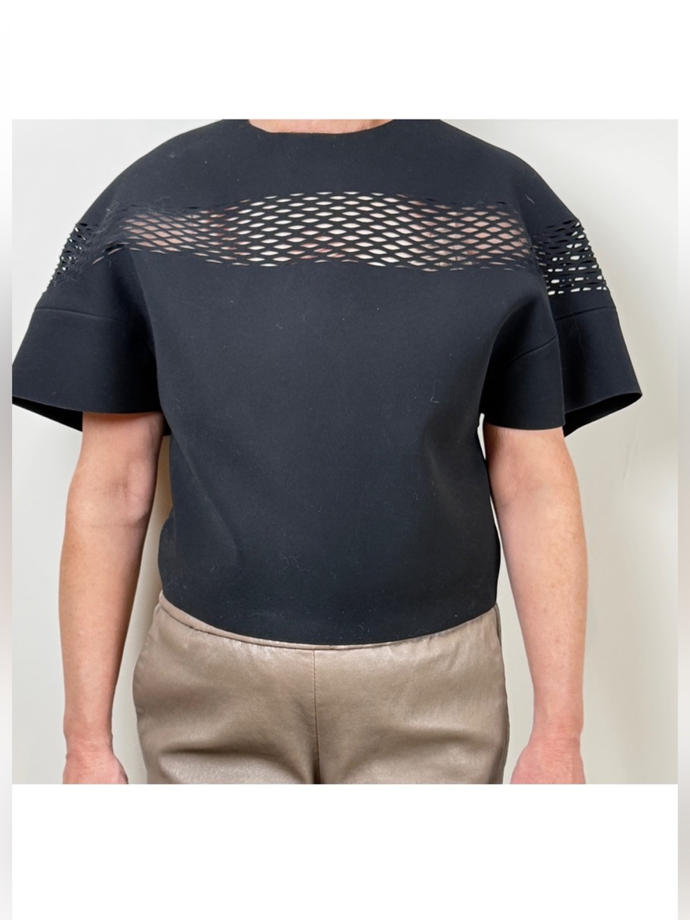 Balenciaga Black Vintage Y2K Cropped Top with Mesh Cut-out